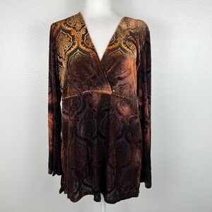 Y2K Babydoll Velvet Burnout Flare Sleeve Top Size XL Witchy Whimsigoth Fairy